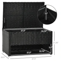 Outsunny Outdoor Deck Box & Shoe Storage, PE Rattan Wicker Towel Rack with Liner for Indoor, Outdoor, Patio Furniture Cushions, Pool, Garden Tools, Black(m-3)