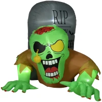 HOMCOM 5ft Halloween Inflatables, Zombie with Tombstone, Outdoor Blow Up Yard Decoration with Build-in LED(m-1)