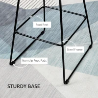 HOMCOM Modern Bar Stools, Metal Wire Bar Height Barstools, 30" Seat Height Bar Chairs for Kitchen with Back and Footrest, Set of 4, Black(m-6)