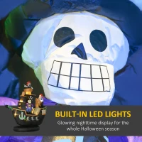HOMCOM 7ft Halloween Inflatables, Skeleton Pirate Ship, Outdoor Blow Up Yard Decoration with Build-in LED(m-4)