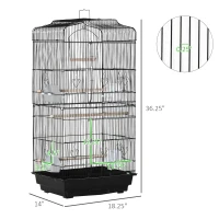 PawHut 36" Bird Cage for Finches Canaries Budgies, Parrot Cage with Accessories Handle, Black(m-3)