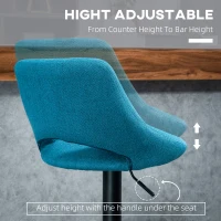 HOMCOM Modern Bar Stools, Swivel Bar Height Barstools Chairs with Adjustable Height, Round Heavy Metal Base, and Footrest, Set of 4, Blue(m-5)