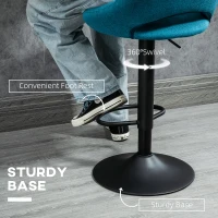 HOMCOM Modern Bar Stools, Swivel Bar Height Barstools Chairs with Adjustable Height, Round Heavy Metal Base, and Footrest, Set of 4, Blue(m-6)