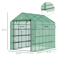 Outsunny 8' x 6' x 7' Temporary Greenhouse for Growing Flowers with Mesh Door & Windows Green(m-3)