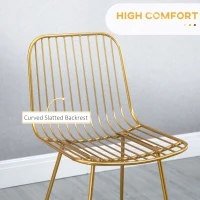 HOMCOM Modern Bar Stools, Metal Wire Bar Height Barstools, 30" Seat Height Bar Chairs for Kitchen with Back and Footrest, Set of 4, Gold(m-5)