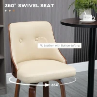 HOMCOM Bar Height Bar Stools, PU Leather Swivel Barstools with Footrest and Tufted Back, Set of 4, Beige(m-4)