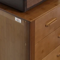 HOMCOM Tall Dresser for Bedroom, 6 Drawer Dresser, Chest of Drawers with Bamboo Frame, Brown(m-8)