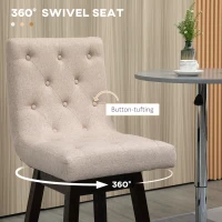 HOMCOM Counter Height Bar Stools, Swivel Bar Chairs, 25.5" High Fabric Tufted Breakfast Barstools for Kitchen, Set of 4, Beige(m-5)