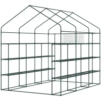 Outsunny 8' x 6' x 7' Temporary Greenhouse for Growing Flowers with Mesh Door & Windows Green(m-9)