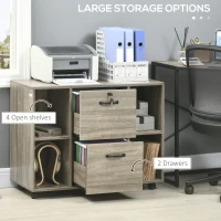 Vinsetto Lateral Filing Cabinet with Wheels and Lockable Drawer, File Cabinet, Mobile Printer Stand with Open Shelves for Letter and A4 Size Documents, Grey(m-5)