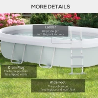 Outsunny 18' x 10' x 42" Above Ground Swimming Pool, Semi-Inflatable Rectangular Steel Frame Pool with Filter Pump, Safety Ladder, Cover, and Mat, for 1-8 People, Gray(m-6)