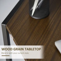 HOMCOM Space-Saving Corner Desk, Small Computer Desk with Metal Frame, Writing Desk for Home Office, Small Spaces, Dark Walnut(m-5)