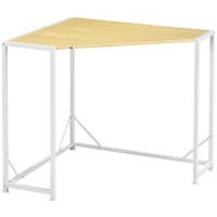 HOMCOM Space-Saving Corner Desk, Small Computer Desk with Metal Frame, Writing Desk for Home Office, Small Spaces, Natural(m-1)