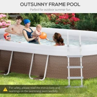 Outsunny 18' x 10' x 42" Above Ground Swimming Pool, Semi-Inflatable Rectangular Steel Frame Pool with Filter Pump, Safety Ladder, Cover, and Mat, for 1-8 People, Brown(m-7)