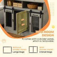 PawHut Dog Crate Furniture for Large Small Dogs, Double Dog Kennel, Gray(m-5)