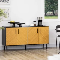 HOMCOM Modern Buffet Sideboard Kitchen Dining Storage Bar Cabinet with Adjustable Shelves Yellow(m-1)