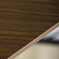 HOMCOM Space-Saving Corner Desk, Small Computer Desk with Metal Frame, Writing Desk for Home Office, Small Spaces, Dark Walnut(m-8)