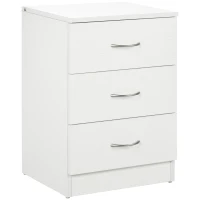 HOMCOM Bedside Table with 3 Drawers, Modern Wood Nightstand, Side Table with Anti-tipping Design for Bedroom, White(m-2)