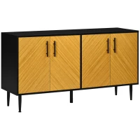 HOMCOM Modern Buffet Sideboard Kitchen Dining Storage Bar Cabinet with Adjustable Shelves Yellow(m-2)