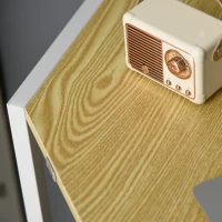 HOMCOM Space-Saving Corner Desk, Small Computer Desk with Metal Frame, Writing Desk for Home Office, Small Spaces, Natural(m-8)