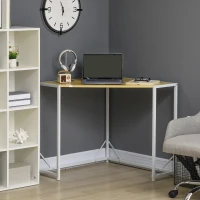 HOMCOM Space-Saving Corner Desk, Small Computer Desk with Metal Frame, Writing Desk for Home Office, Small Spaces, Natural(m-7)