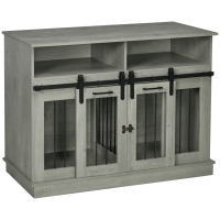 PawHut Dog Crate Furniture for Large Small Dogs, Double Dog Kennel, Gray