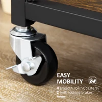 HOMCOM 3-Tier Kitchen Cart on Wheels with Removable Tray, Wine Racks, Glass Holders Rustic Brown(m-6)