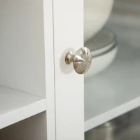 HOMCOM Modern Buffet Sideboard with Glass Doors, Kitchen Cabinet with 3 Drawers and Wine Storage, Coffee Bar Cabinet, White(m-9)