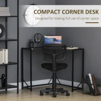 HOMCOM Space-Saving Corner Desk, Small Computer Desk with Metal Frame, Writing Desk for Home Office, Small Spaces, Gray(m-4)