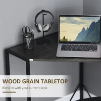 HOMCOM Space-Saving Corner Desk, Small Computer Desk with Metal Frame, Writing Desk for Home Office, Small Spaces, Gray(m-5)