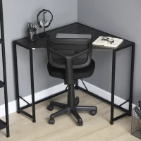 HOMCOM Space-Saving Corner Desk, Small Computer Desk with Metal Frame, Writing Desk for Home Office, Small Spaces, Gray(m-7)