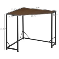 HOMCOM Space-Saving Corner Desk, Small Computer Desk with Metal Frame, Writing Desk for Home Office, Small Spaces, Dark Walnut(m-3)