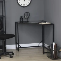 HOMCOM Space-Saving Corner Desk, Small Computer Desk with Metal Frame, Writing Desk for Home Office, Small Spaces, Gray(m-2)