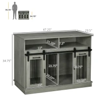 PawHut Dog Crate Furniture for Large Small Dogs, Double Dog Kennel, Gray(m-3)