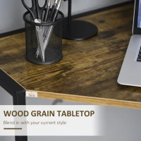 HOMCOM Space-Saving Corner Desk, Small Computer Desk with Metal Frame, Writing Desk for Home Office, Small Spaces, Rustic Brown(m-5)