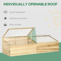 Outsunny Wooden Cold Frame with Openable Roof, Portable Mini Greenhouse for Indoor, Outdoor, Flowers, Vegetables, Plants, 66.9"x19.7"x17.7", Natural(m-4)