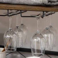 HOMCOM 3-Tier Kitchen Cart on Wheels with Removable Tray, Wine Racks, Glass Holders Rustic Brown(m-9)