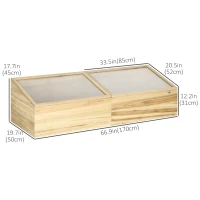 Outsunny Wooden Cold Frame with Openable Roof, Portable Mini Greenhouse for Indoor, Outdoor, Flowers, Vegetables, Plants, 66.9"x19.7"x17.7", Natural(m-3)