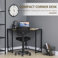 HOMCOM Space-Saving Corner Desk, Small Computer Desk with Metal Frame, Writing Desk for Home Office, Small Spaces, Rustic Brown(m-4)