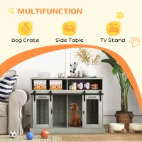PawHut Dog Crate Furniture for Large Small Dogs, Double Dog Kennel, Gray(m-4)