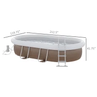 Outsunny 18' x 10' x 42" Above Ground Swimming Pool, Semi-Inflatable Rectangular Steel Frame Pool with Filter Pump, Safety Ladder, Cover, and Mat, for 1-8 People, Brown(m-3)
