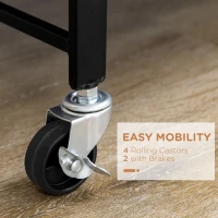 HOMCOM 3 Tier Utility Cart, Kitchen Rolling Cart with Lockable Wheels, Multifunctional Storage Shelves for Living Room, Black(m-6)