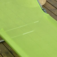 Outsunny 2 Piece Folding Chaise Lounge Chairs, Pool Sun Tanning Chairs with Reclining Back, Breathable Mesh Seat, Headrest for Beach, Yard, Patio, Green(m-7)