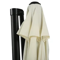 Outsunny 10ft Offset Patio Umbrella with Base, Hanging Aluminum and Steel Cantilever Umbrella with 360° Rotation, Easy Tilt, 8 Ribs, Crank, Cross Base for Poolside, Garden, Cream(m-9)