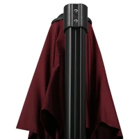 Outsunny 10ft Offset Patio Umbrella with Base, Hanging Aluminum and Steel Cantilever Umbrella with 360° Rotation, Easy Tilt, 8 Ribs, Crank, Cross Base for Poolside, Garden, Red(m-9)