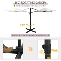 Outsunny 10ft Offset Patio Umbrella with Base, Hanging Aluminum and Steel Cantilever Umbrella with 360° Rotation, Easy Tilt, 8 Ribs, Crank, Cross Base for Poolside, Garden, Cream(m-4)