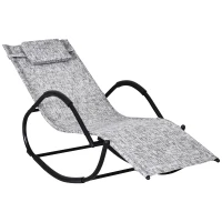 Outsunny Patio Texteline Rocking Lounge Chair Zero Gravity Rocker Outdoor Recliner Seat w/ Padded Pillow Grey(m-2)