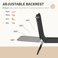 Outsunny 2 Piece Folding Chaise Lounge Pool Chairs, Outdoor Sun Tanning Chairs with 5-Level Reclining Back, Steel Frame for Beach, Yard, Patio, Black(m-4)