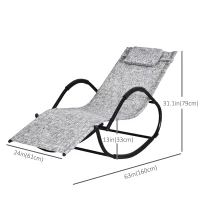 Outsunny Patio Texteline Rocking Lounge Chair Zero Gravity Rocker Outdoor Recliner Seat w/ Padded Pillow Grey(m-3)