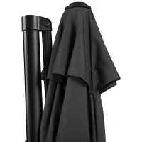 Outsunny 10ft Offset Patio Umbrella with Base, Hanging Aluminum and Steel Cantilever Umbrella with 360° Rotation, Easy Tilt, 8 Ribs, Crank, Cross Base for Poolside, Garden, Gray(m-9)